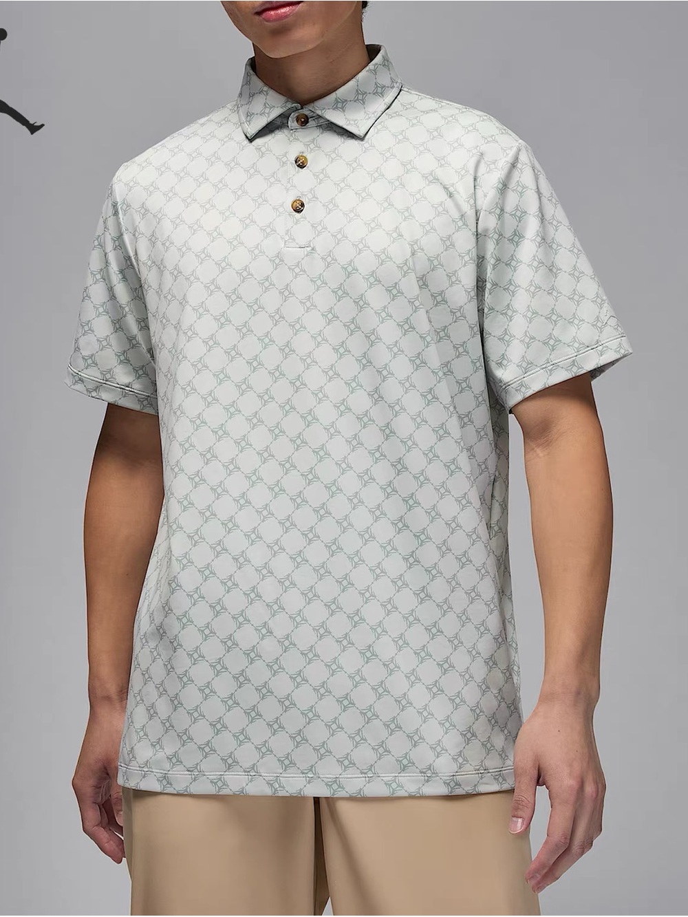 NWT Jordan Men's Sport Printed Golf Polo - Vast Grey - Size Large
